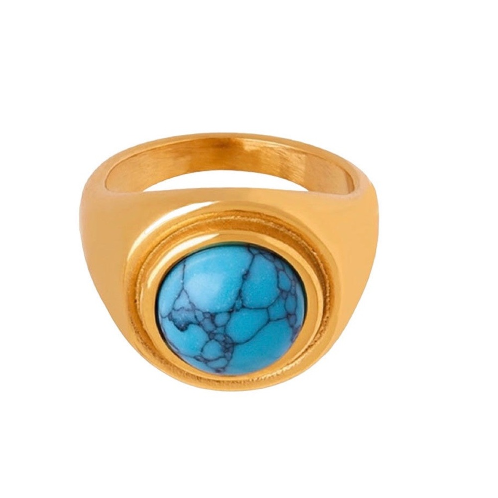 18K Gold Plated Turquoise Ring*Chunky Minimalist Bohemian Old Money Chic*ML Bia